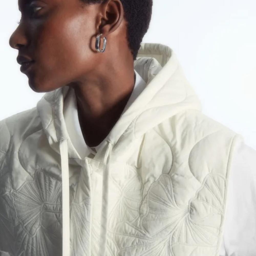 COS Cream Embroidered Quilted Hood